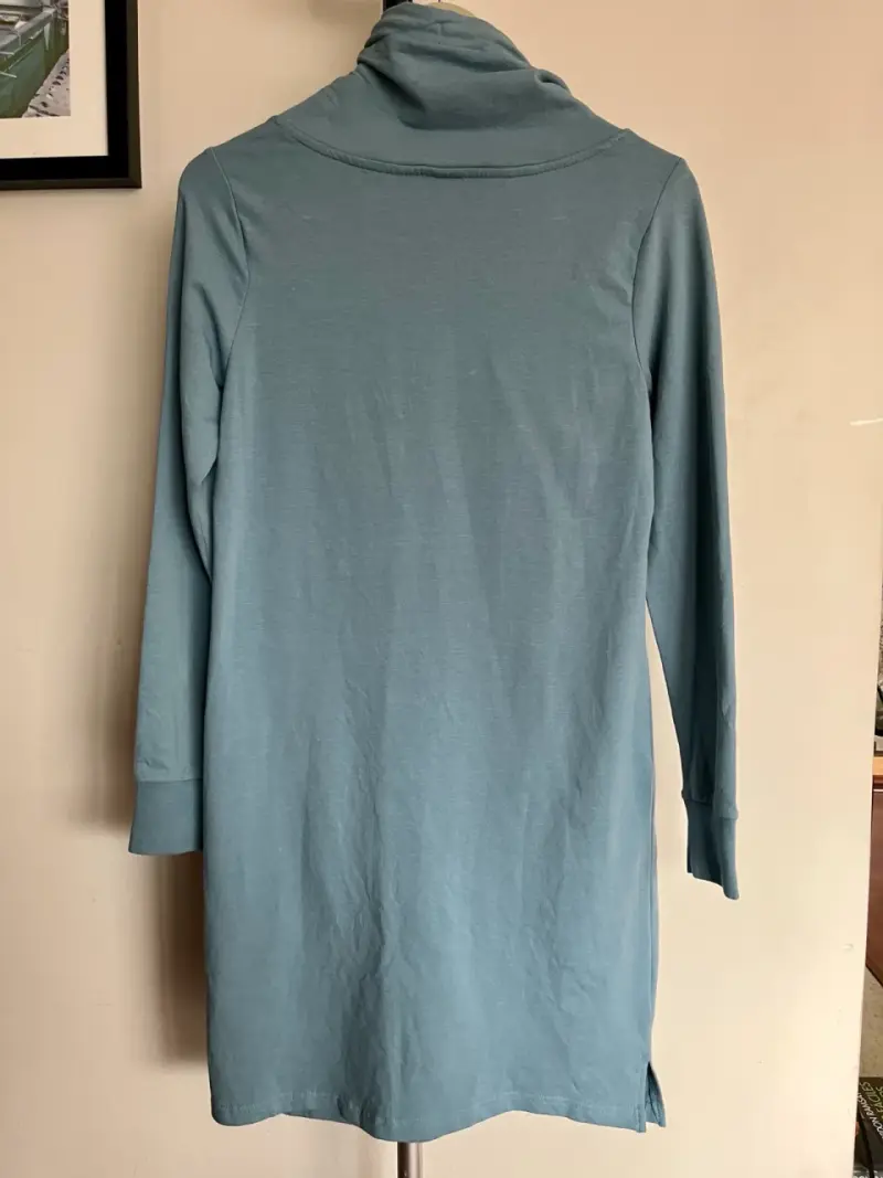 Vestido sudadera azul con capucha para mujer - 3