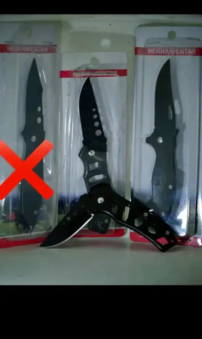 Cuchillo plegable táctico negro - miniatura 1