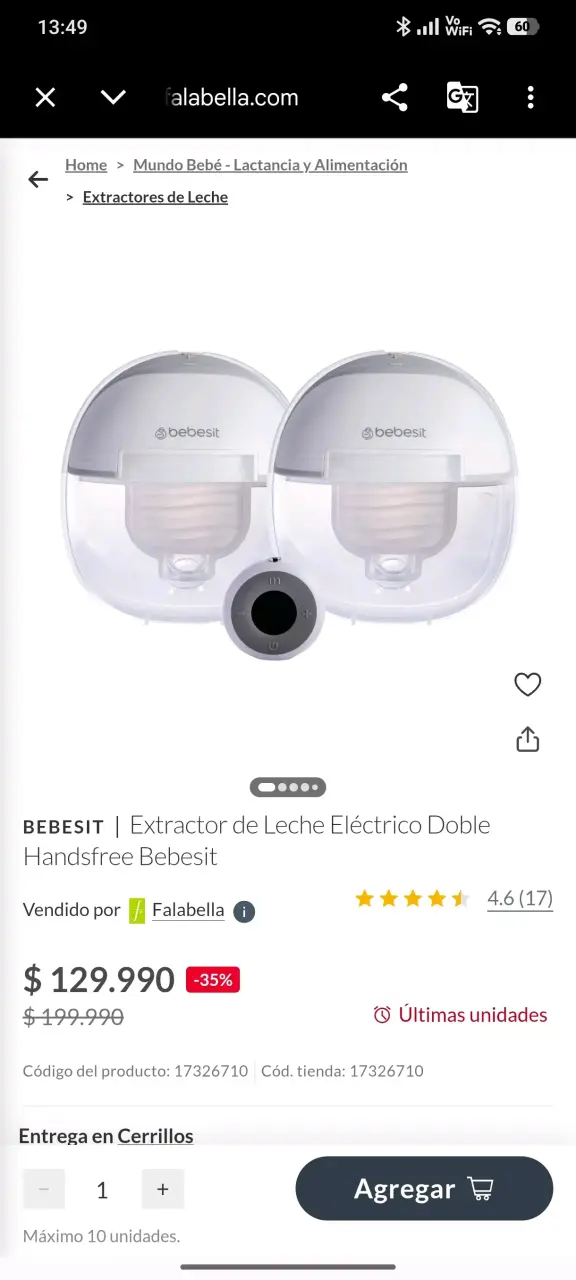 Extractor de Leche Materna Doble Bebesit con Control Remoto - 5