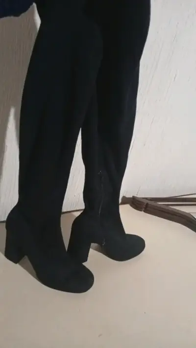 Botas azul marino de tacón alto para mujer - miniatura 1