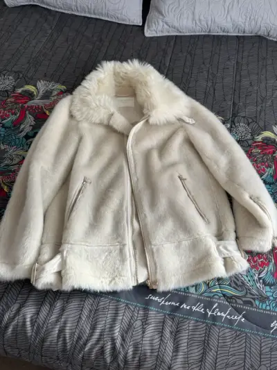 Chaqueta de piel sintética Zara Woman blanca - miniatura 1
