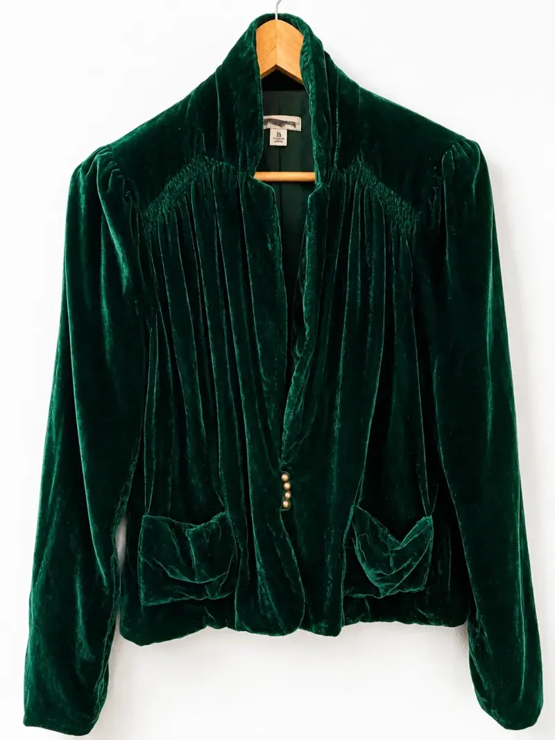 Chaqueta de terciopelo verde elegante