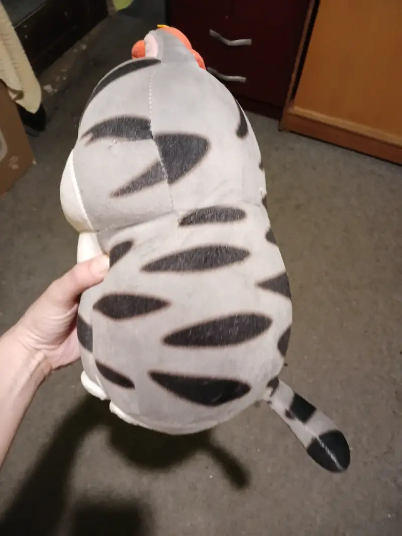 Peluche de gato con corona gris y blanco - 2