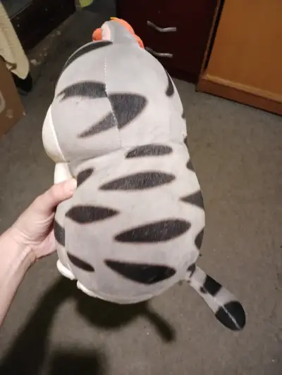 Peluche de gato con corona gris y blanco - miniatura 2