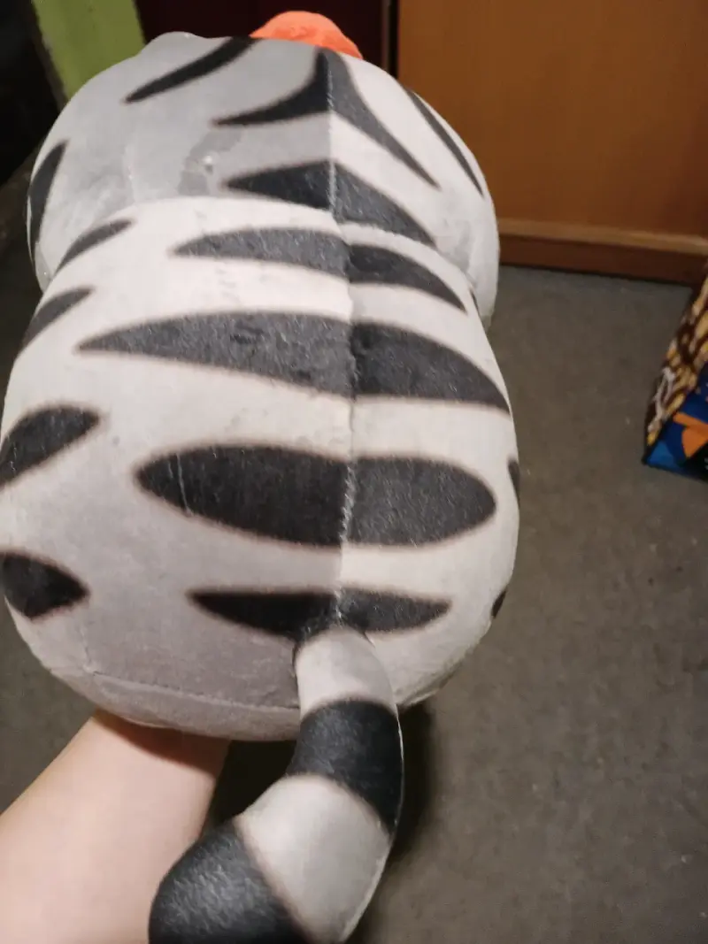 Peluche de gato con corona gris y blanco - 3