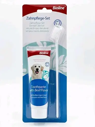 Set de Cuidado Dental para Perros Bioline Sabor Carne - miniatura 1