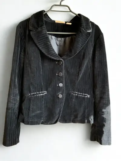 Blazer terciopelo negro a rayas. DKNY Jeans - miniatura 1