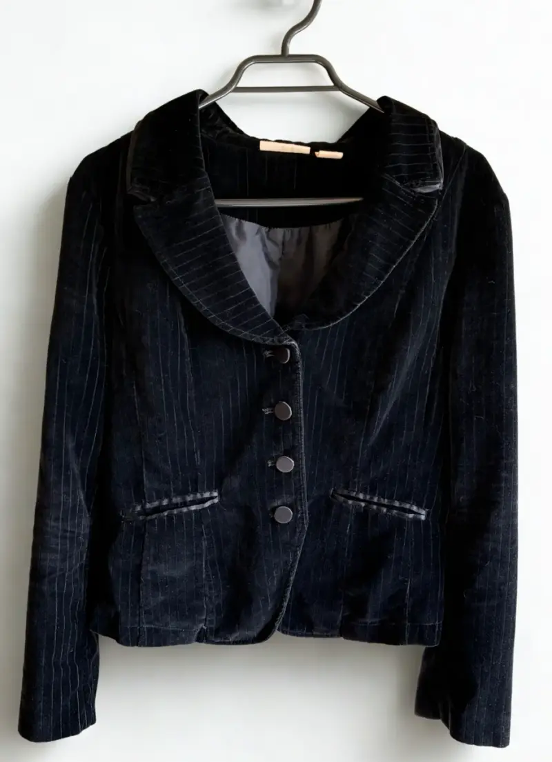Blazer terciopelo negro a rayas. DKNY Jeans - 2