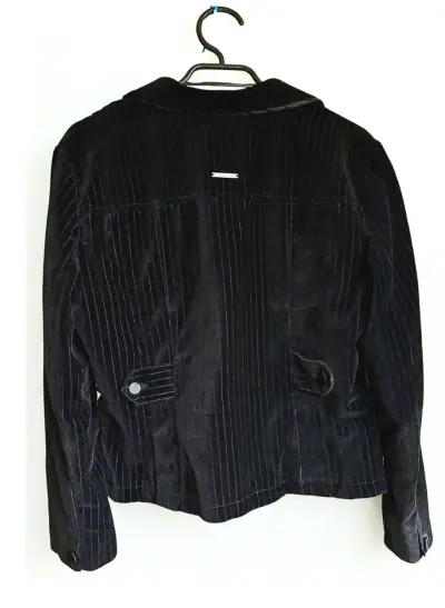 Blazer terciopelo negro a rayas. DKNY Jeans - miniatura 3