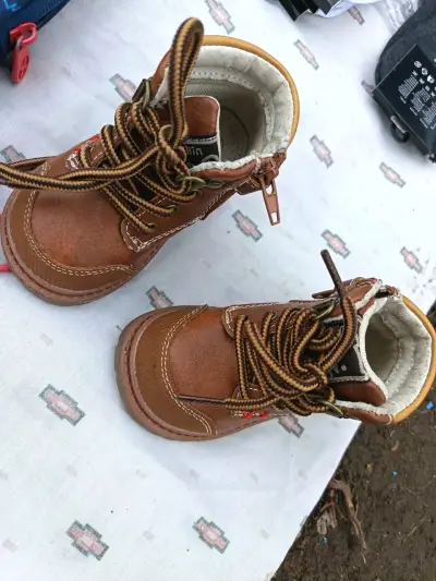 Botines de cuero para niños color marrón - miniatura 1