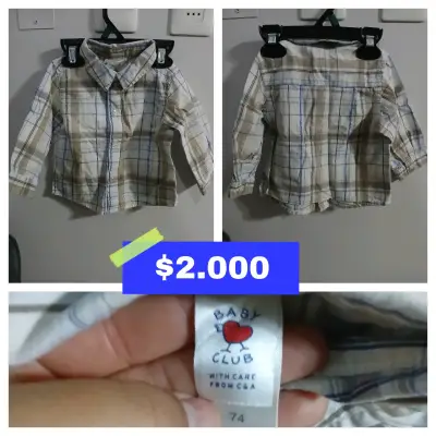 Camisa a cuadros para bebé Baby Club - miniatura 1