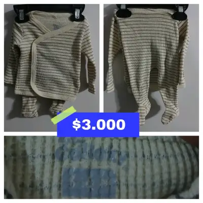 Conjunto de bebé a rayas beige - miniatura 1