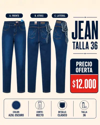 Jeans de Mujer Azul Oscuro Talla 36 - miniatura 1
