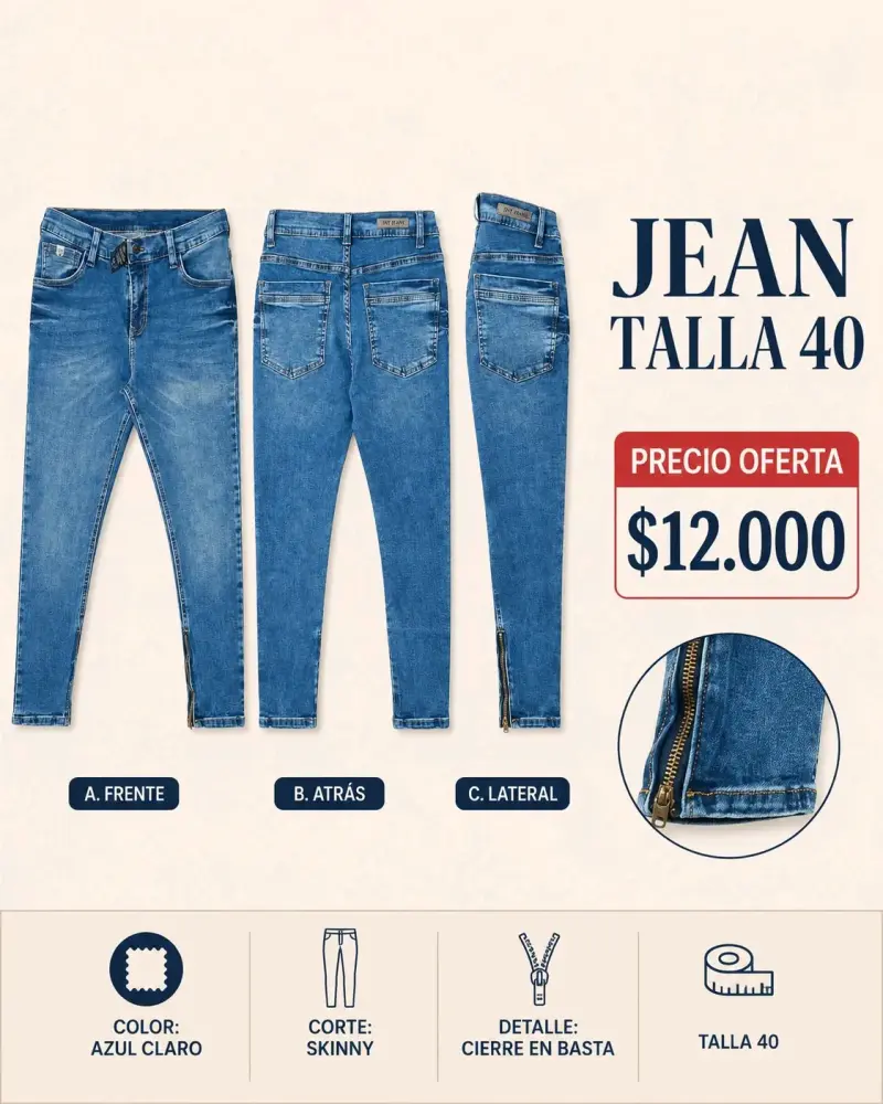 Jeans de Mujer Azul Oscuro Talla 36 - 5
