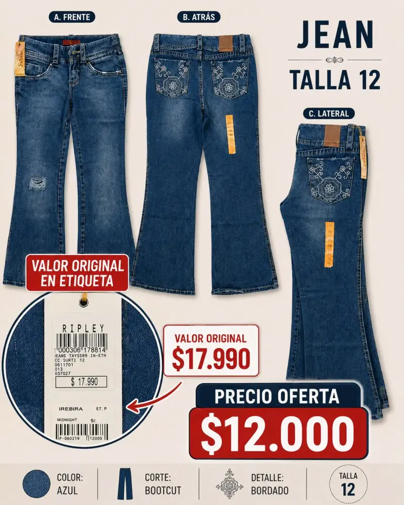 Jeans de Mujer Azul Oscuro Talla 36 - 6