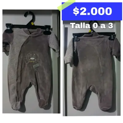 Pijama de bebé talla 0 a 3 meses cafe - miniatura 1