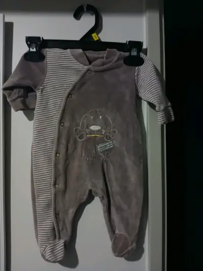 Pijama de bebé talla 0 a 3 meses cafe - miniatura 2