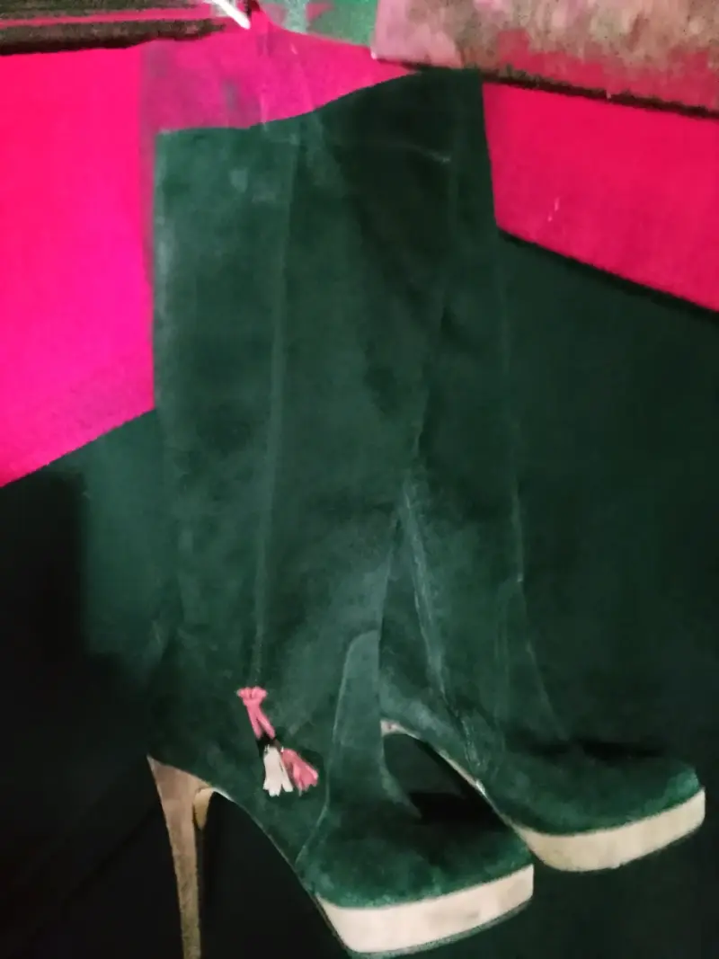 Botas altas de gamuza negras con tacón alto - 3