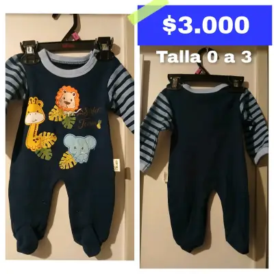 Enterito de bebé azul con diseño safari - miniatura 1