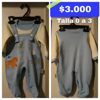 Enterito de bebé azul con estampado de animales - miniatura 1