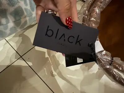Bolso de cuero sintético color marrón Black - miniatura 3