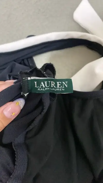 Traje de baño negro, detalle blanco Lauren Ralph - miniatura 2