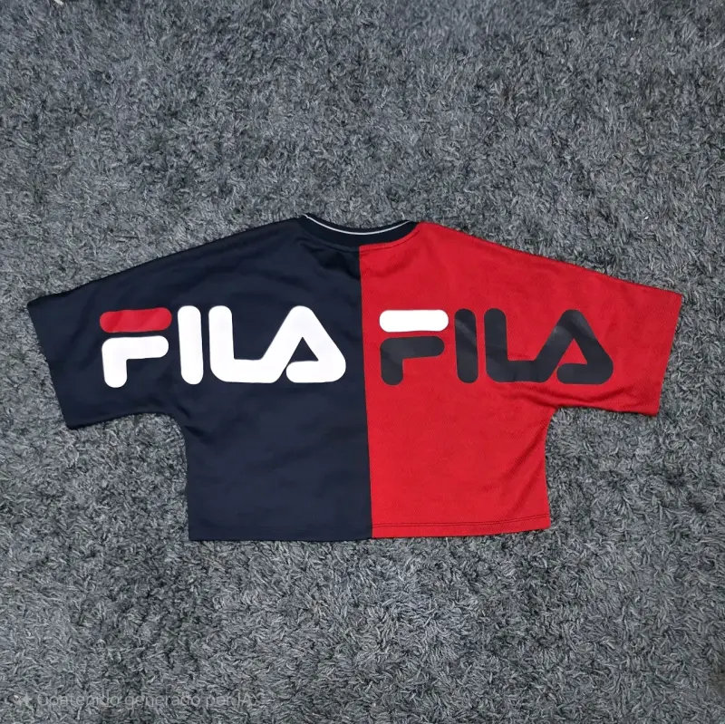 Polera corta bicolor Fila roja y negra - 2