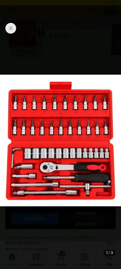 Juego de dados y puntas 1/4, 46 piezas con estuche - miniatura 2