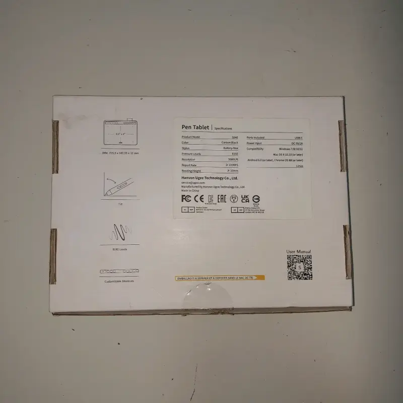 Tableta Gráfica Ugee S640 con Lápiz - 3