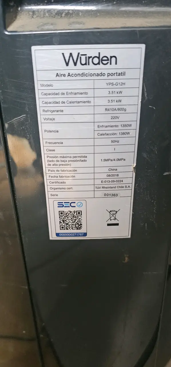 Aire acondicionado portátil Würden YPS-G12H - 1