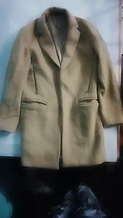Abrigo de lana beige para mujer - miniatura 1