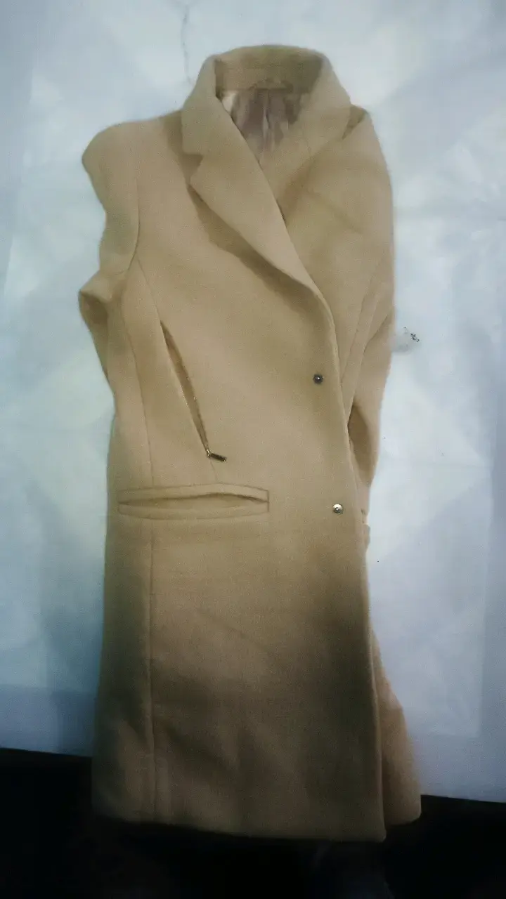 Abrigo de lana beige para mujer - 3