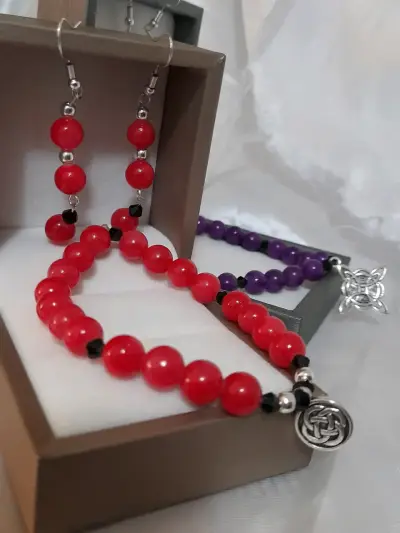Set de Pulseras y aros de piedras zafiro y amatist - miniatura 3