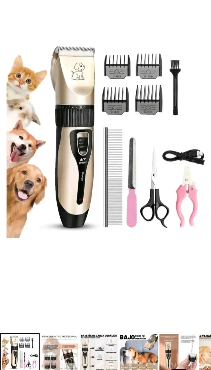 Máquina cortapelo para mascotas con accesorios
