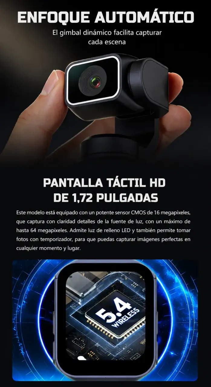Cámara pocket 4K con pantalla táctil y gimbal Wifi - 4