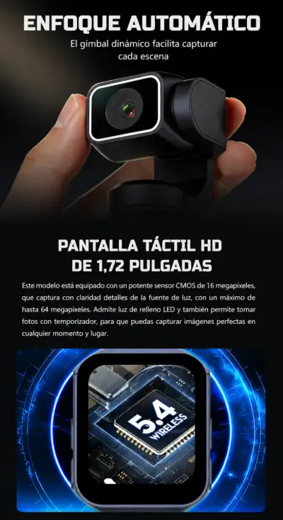 Cámara pocket 4K con pantalla táctil y gimbal Wifi - miniatura 4