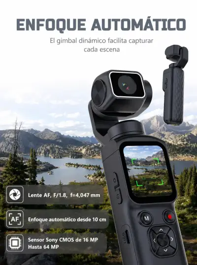 Cámara pocket 4K con pantalla táctil y gimbal Wifi - miniatura 5