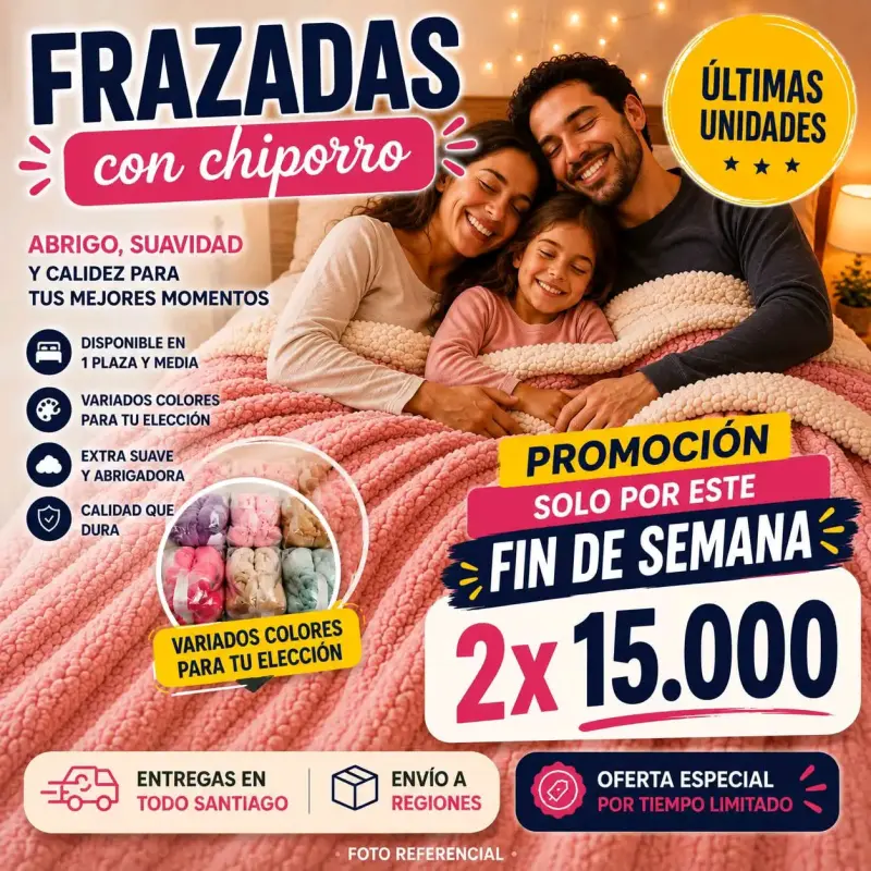 Frazadas con chiporro en varios colores