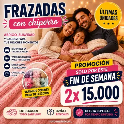 Frazadas con chiporro en varios colores - miniatura 1