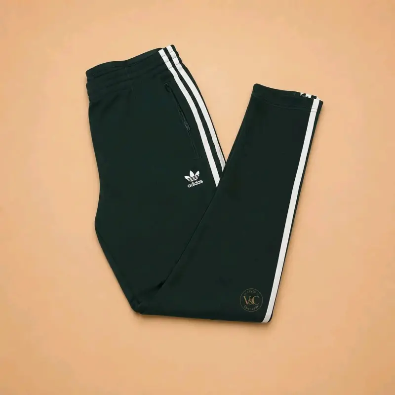 Pantalones deportivos verdes Adidas con franjas - 1