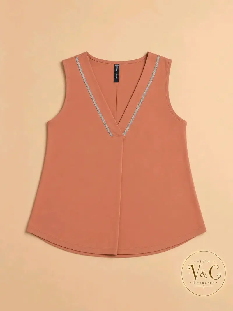 Blusa sin mangas color terracota con escote