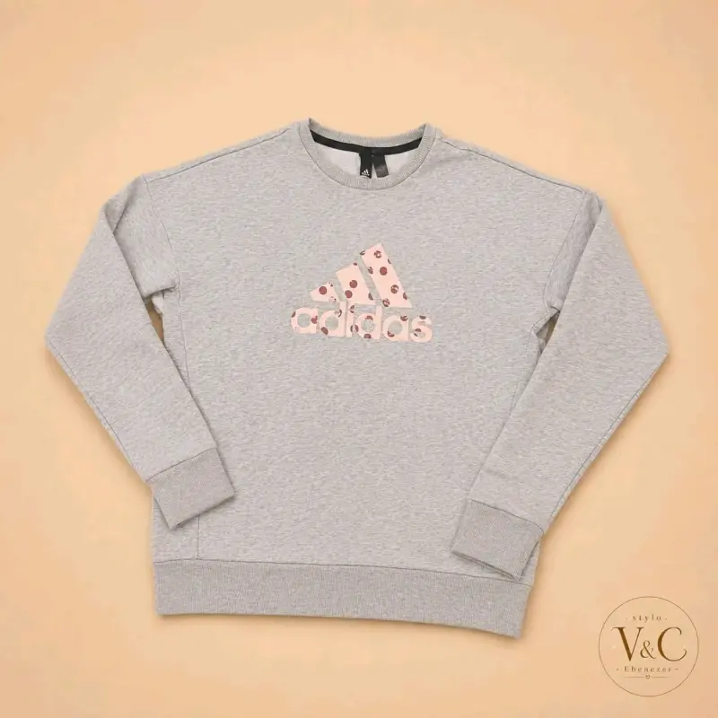 Polerón gris Adidas con logo estampado - 1
