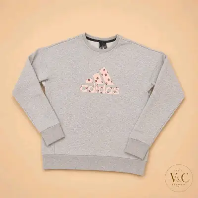 Polerón gris Adidas con logo estampado - miniatura 1