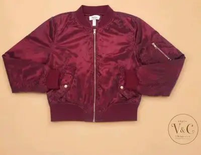 Chaqueta bomber burdeos de mujer - miniatura 1
