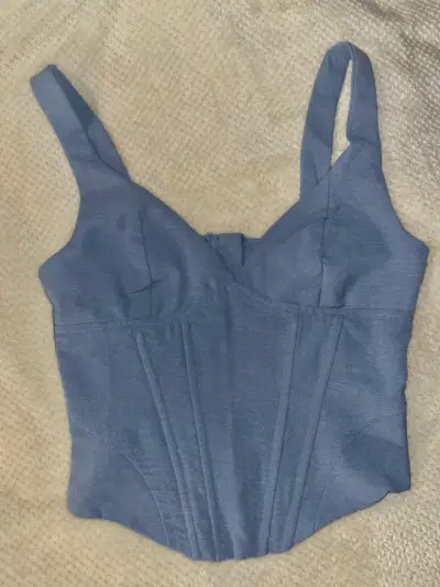 Top corset azul con cierre trasero - miniatura 1