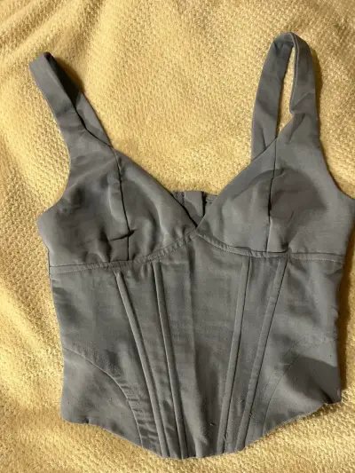 Top corset azul con cierre trasero - miniatura 2