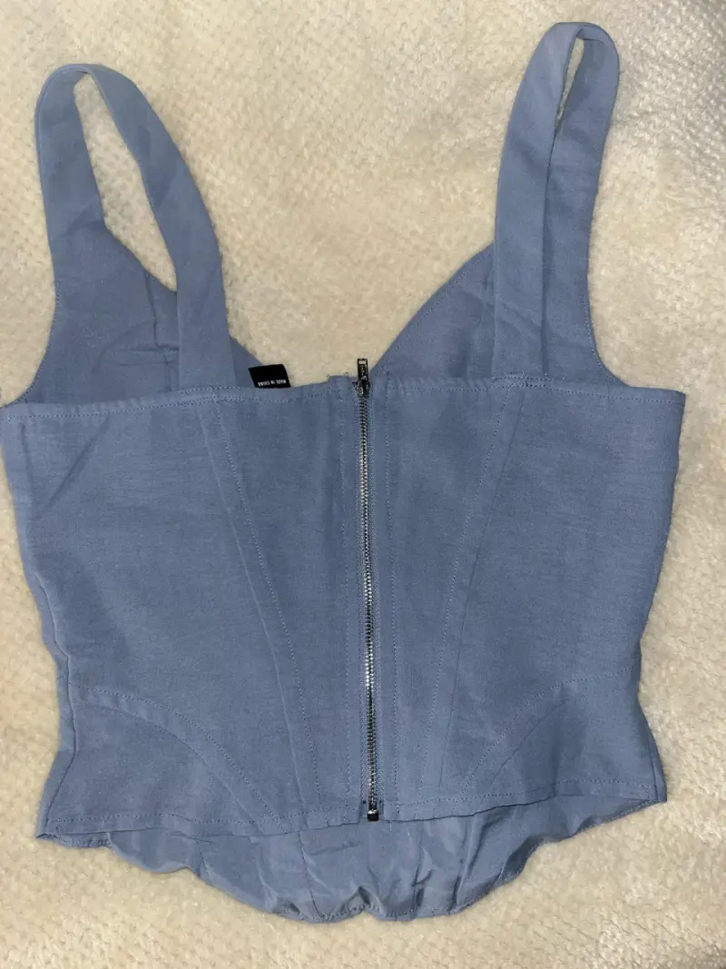 Top corset azul con cierre trasero - 3