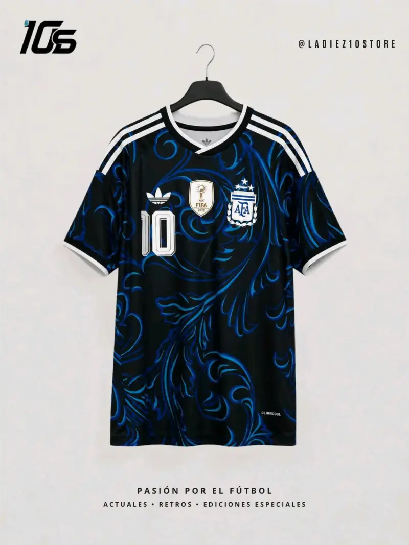 Camiseta de fútbol retro AFA Messi 10 negra - 1