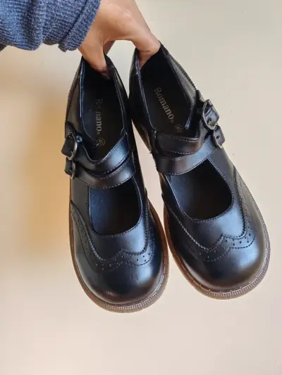 Zapatos escolares negros con hebillas Romano - miniatura 2
