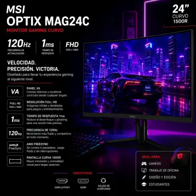 Monitor Gaming Curvo MSI Optix MAG24C 24 pulgadas - miniatura 1